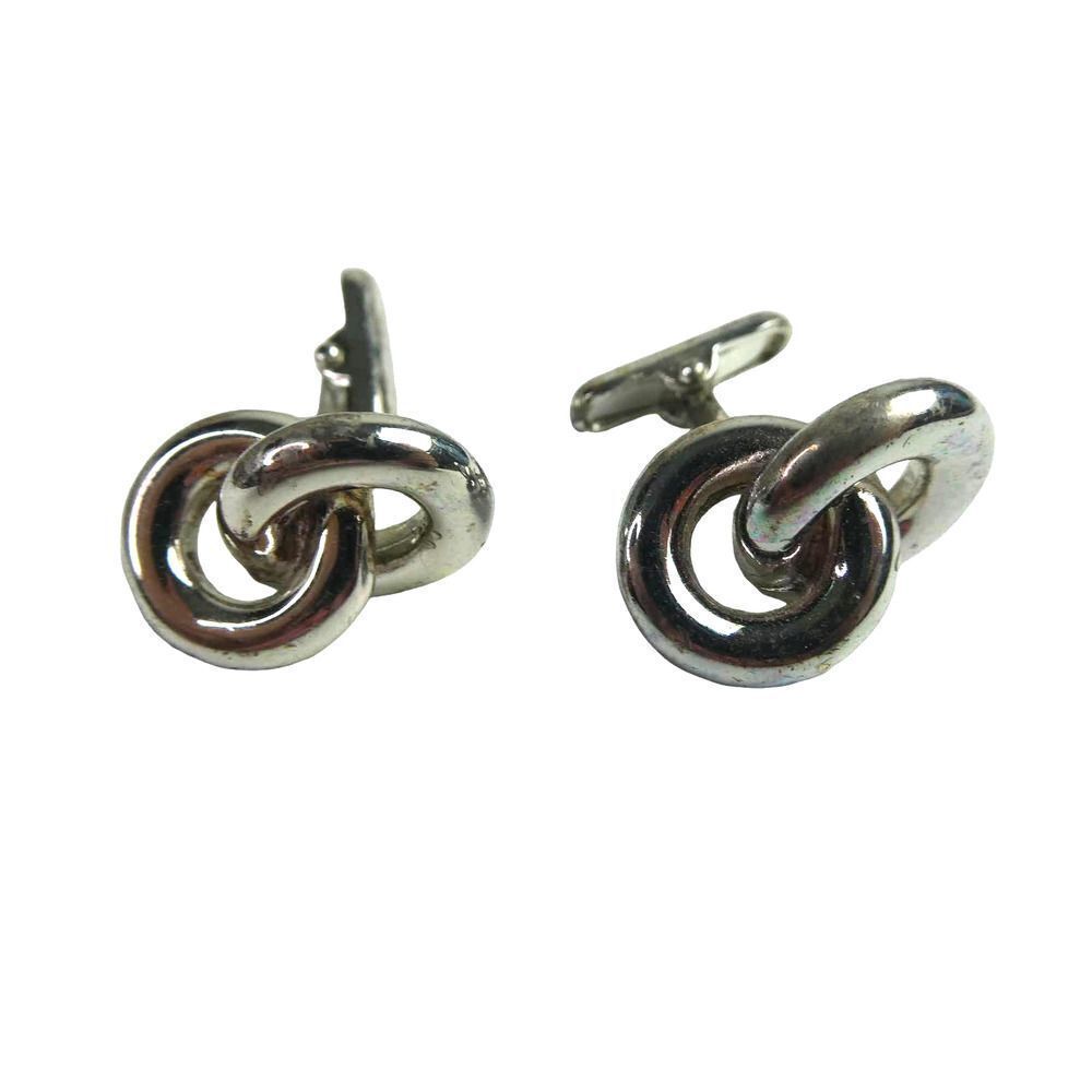 Silver Tone Linked Interlocked Loop Circle Hinged… - image 1